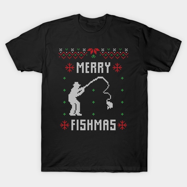 Merry Fishmas Funny Christmas Xmas For Fishers T-Shirt by DragonTees